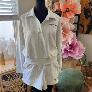 Universal Thread Gray California Beach Club Shorts & Sweatshirt Lounge Set